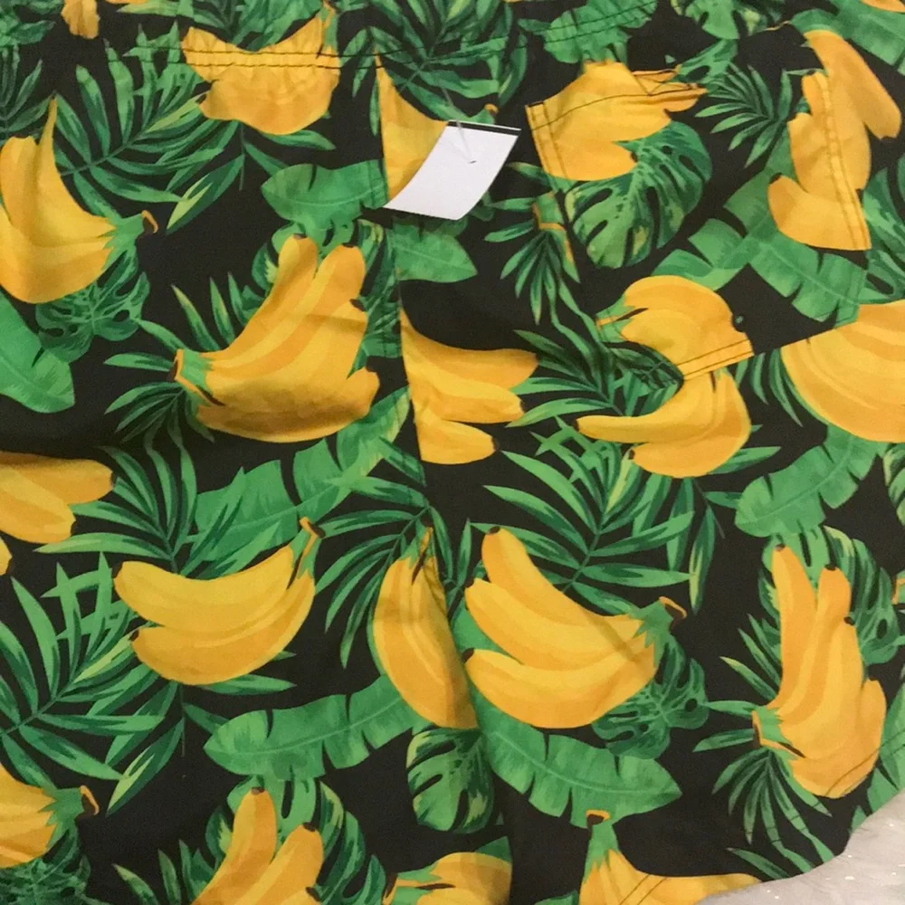 NWT men’s banana print swim shorts 2x yellow